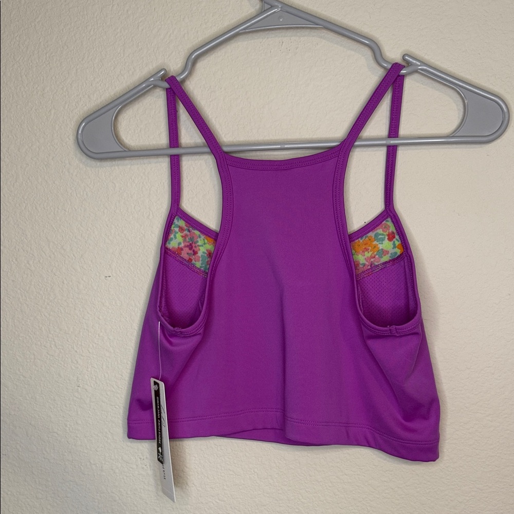 Nanette Lepore Vibrant Purple sports bra  with Floral Detail - Picture 3 of 5